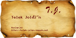 Telek Jolán névjegykártya